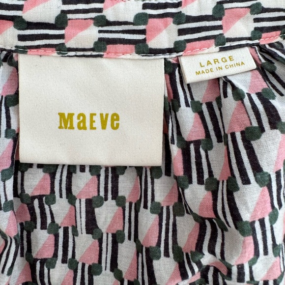 Maeve Women's Prema Sleeveless Button Tank Boho Ethnic Mixed Print Ruffle Size L - Picture 13 of 15